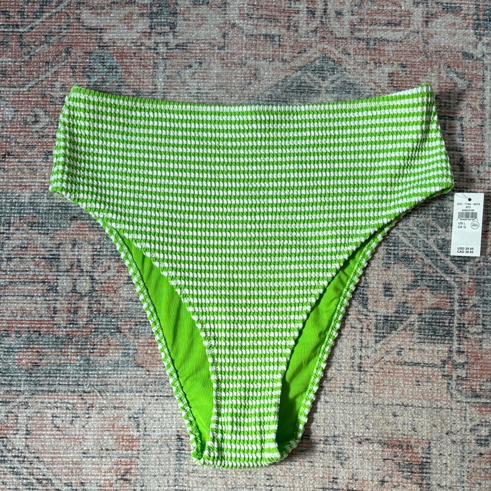 Aerie Lime Green High Cut Cheeky Bikini Bottom Size Large